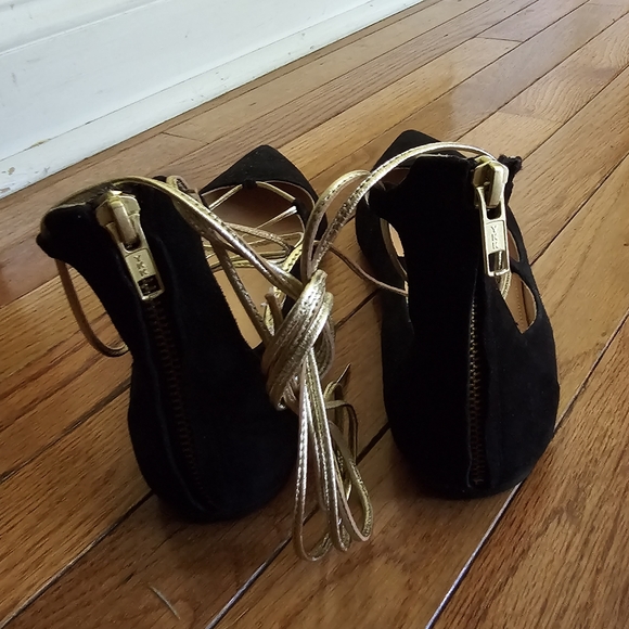 J. Crew Suede lace up flats black and gold- 8.5 - Picture 8 of 8